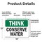 Signmission Conserve Water, 18 in W x Rectangle, Plastic OS-2PACK-TS-P-1218-L-11821 - alternate 3